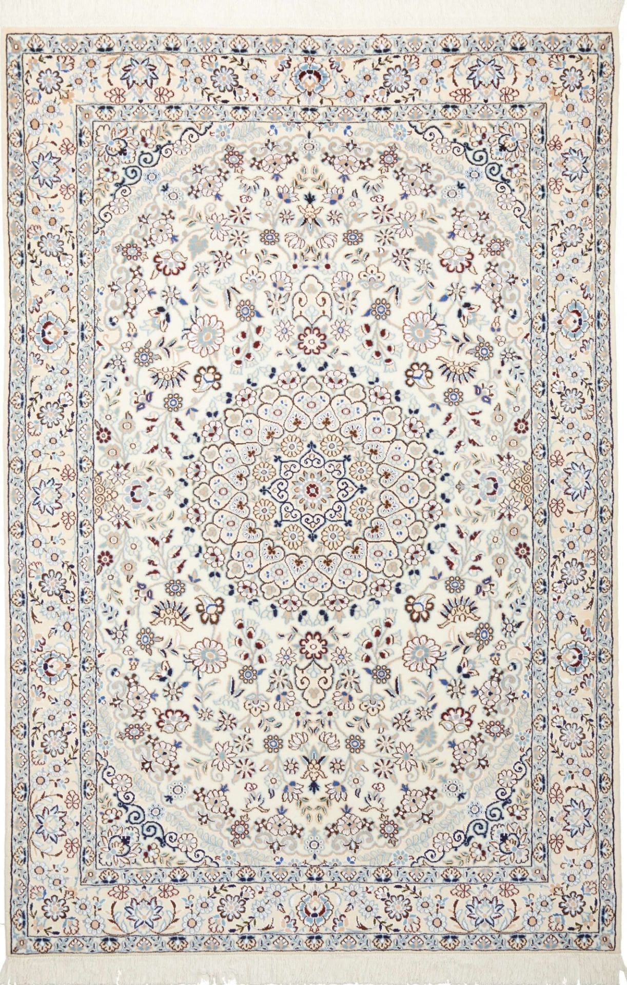 Nain Orientteppich 141 x 210cm, florales Design, handgeknüpft