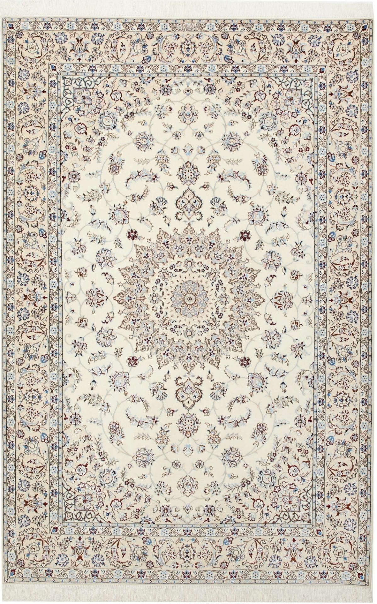 Nain Orientteppich 144 x 214 cm, florale Muster, handgeknüpft