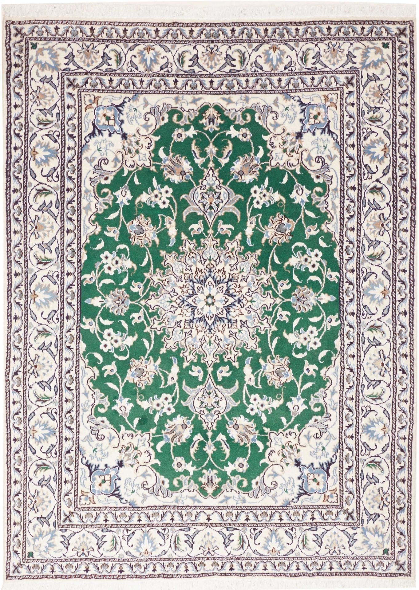 Nain Orientteppich 150 x 200cm, florale Muster, handgeknüpft