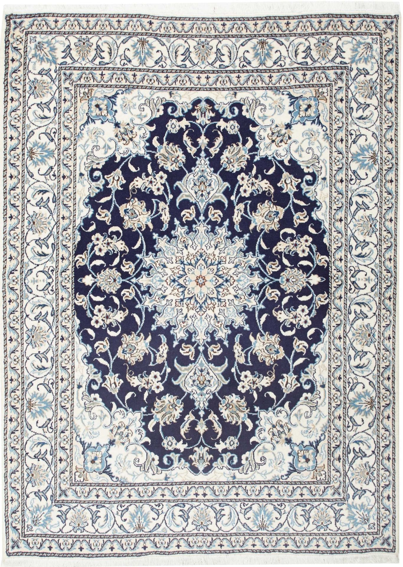 Nain Orientteppich 153 x 210 cm, florales Muster, handgeknüpft