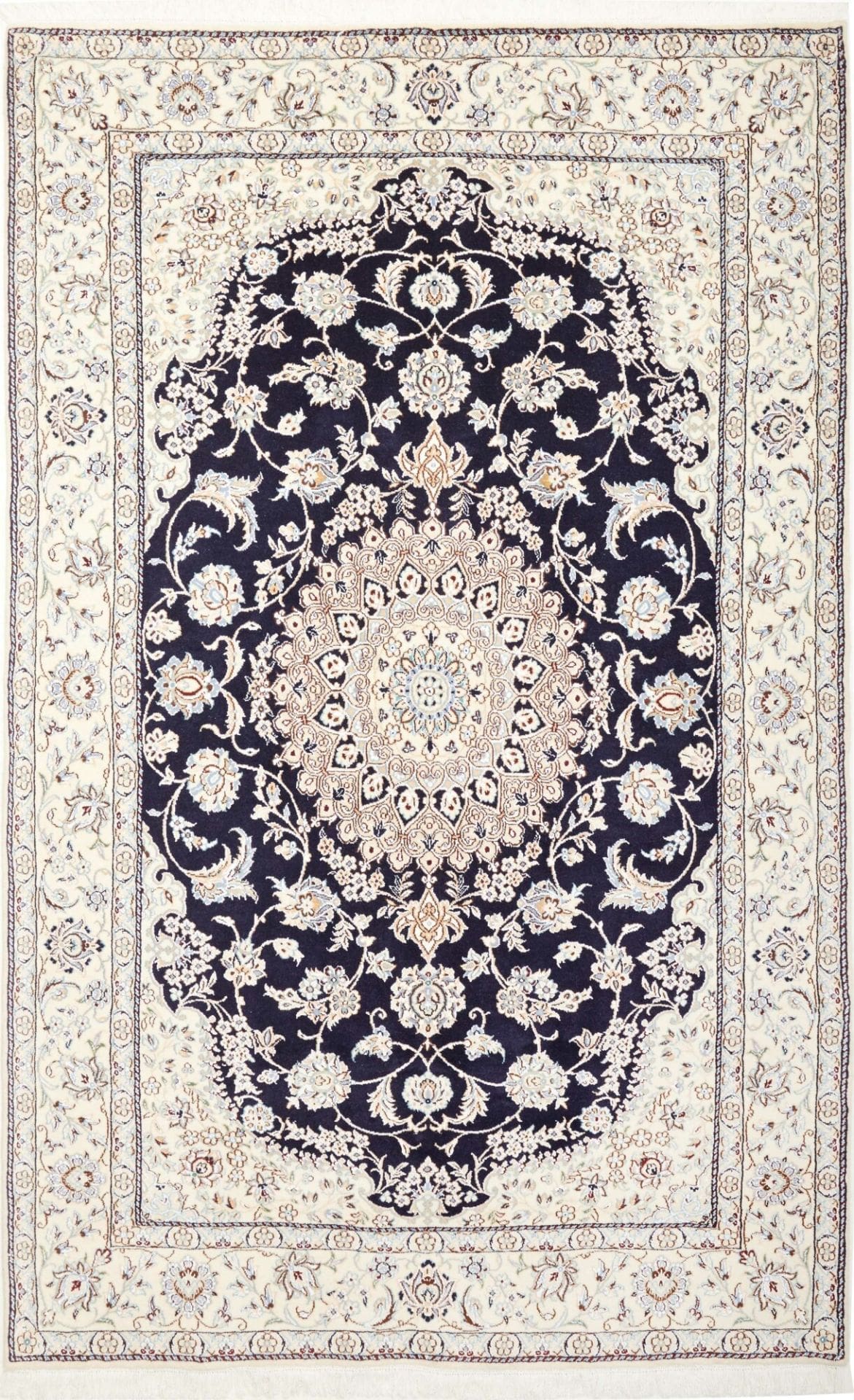 Nain Orientteppich 156 x 248 cm, florales Muster, handgeknüpft