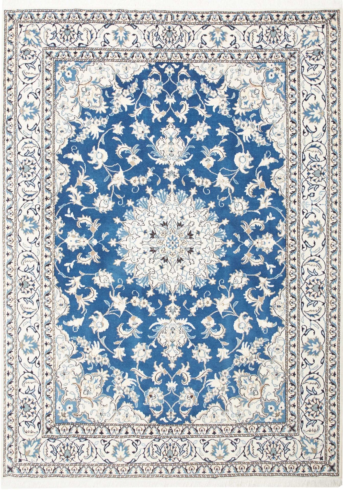 Nain Orientteppich 173 x 233cm, florales Muster, handgeknüpft