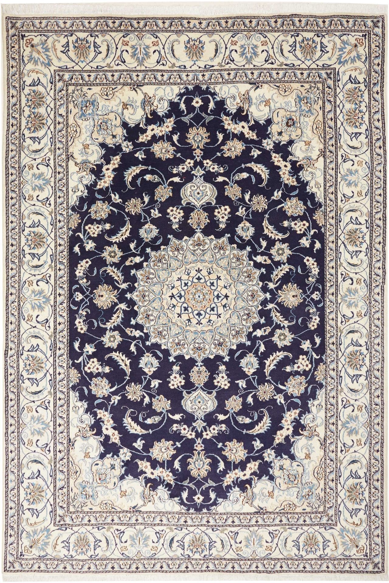 Nain Orientteppich 201 x 292 cm, handgeknüpft, florale Muster