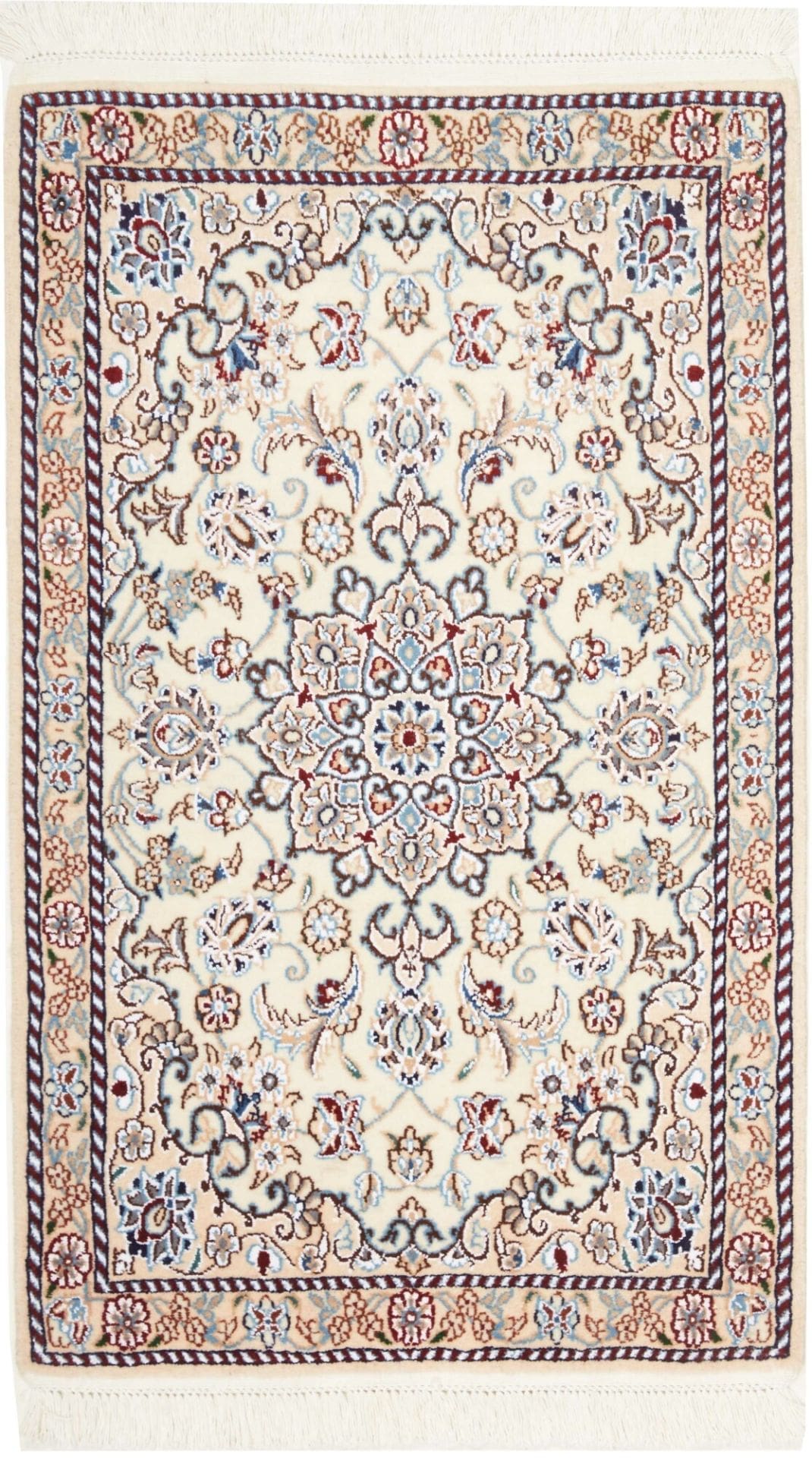 Nain Orientteppich 63 x 98cm, florales Muster, handgeknüpft