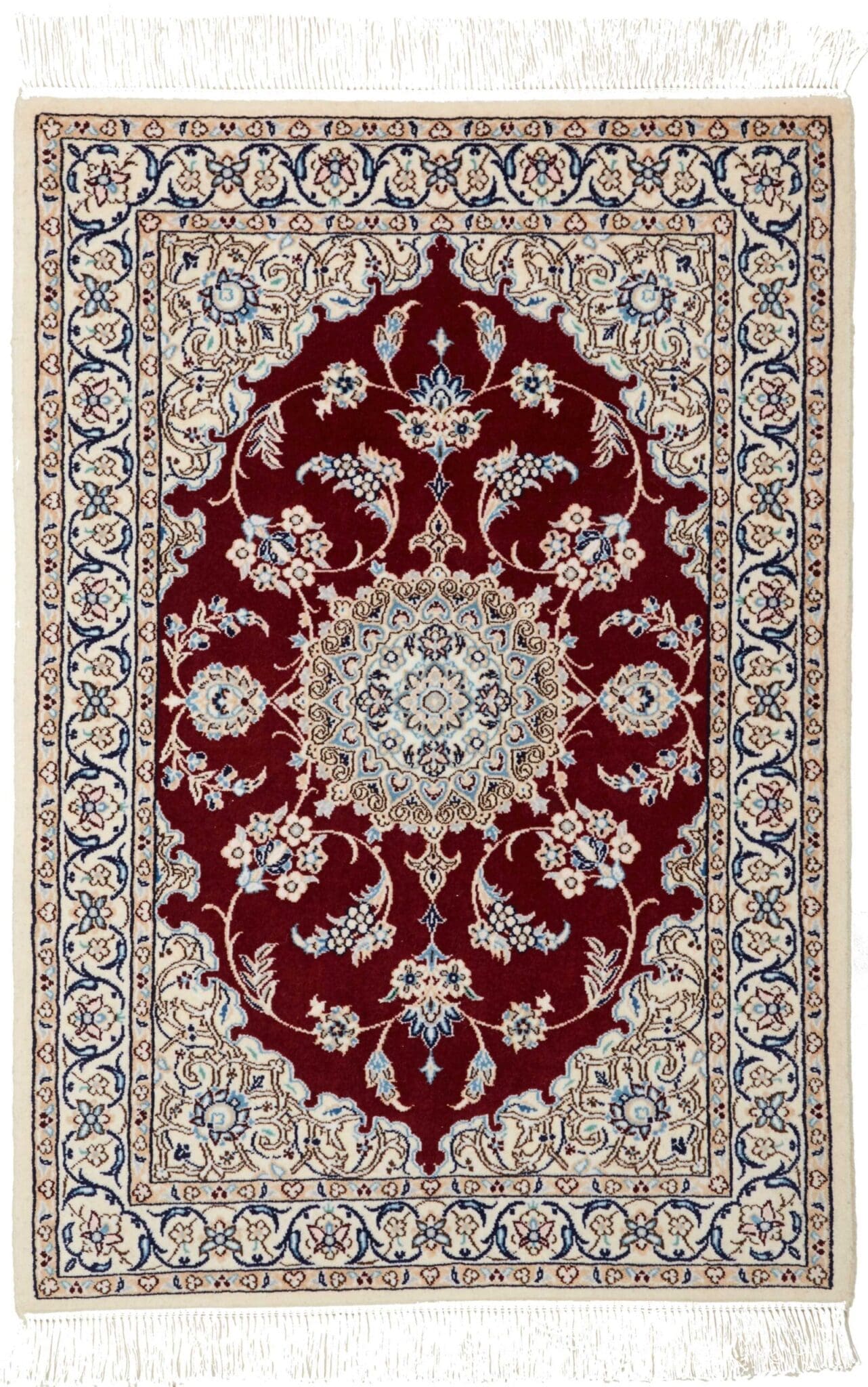 Nain Orientteppich 67 x 93 cm, Schurwolle, florales Design, handgeknüpft