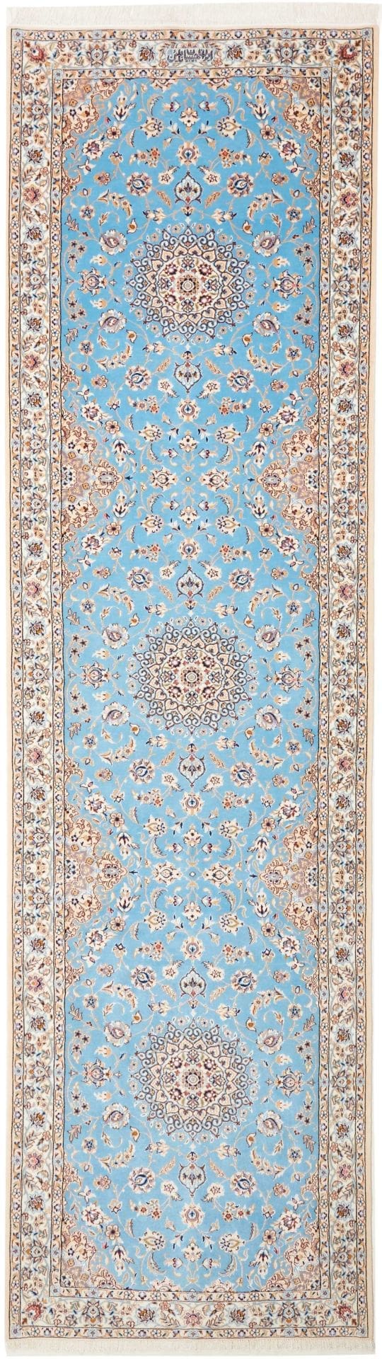 Nain Orientteppich 86 x 312cm, florales Muster, handgeknüpft