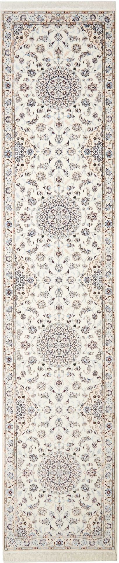 Nain Orientteppich 90 x 413 cm, florale Muster, handgeknüpft