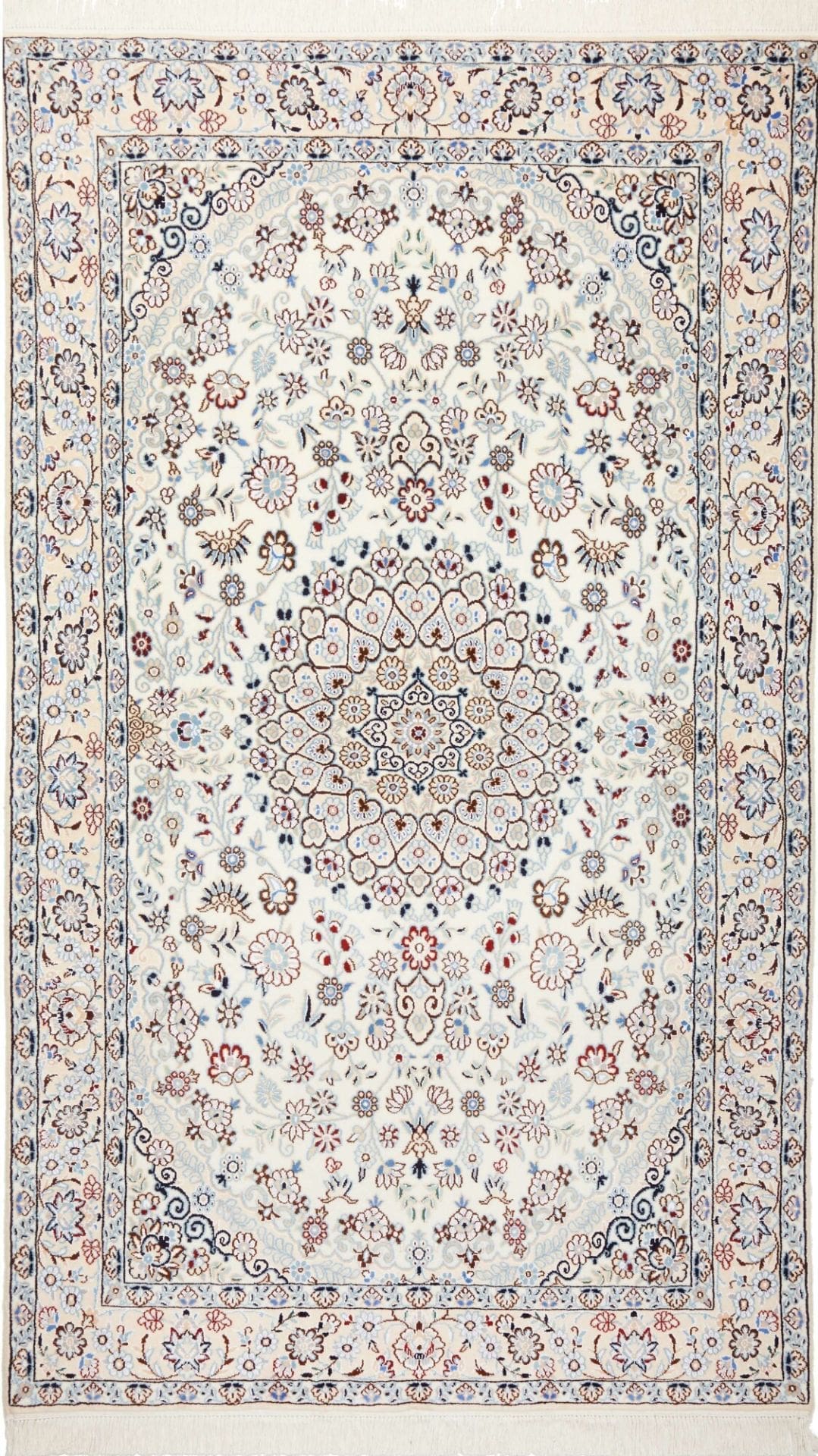 Nain Perserteppich 133 x 220 cm, florale Muster, handgeknüpft