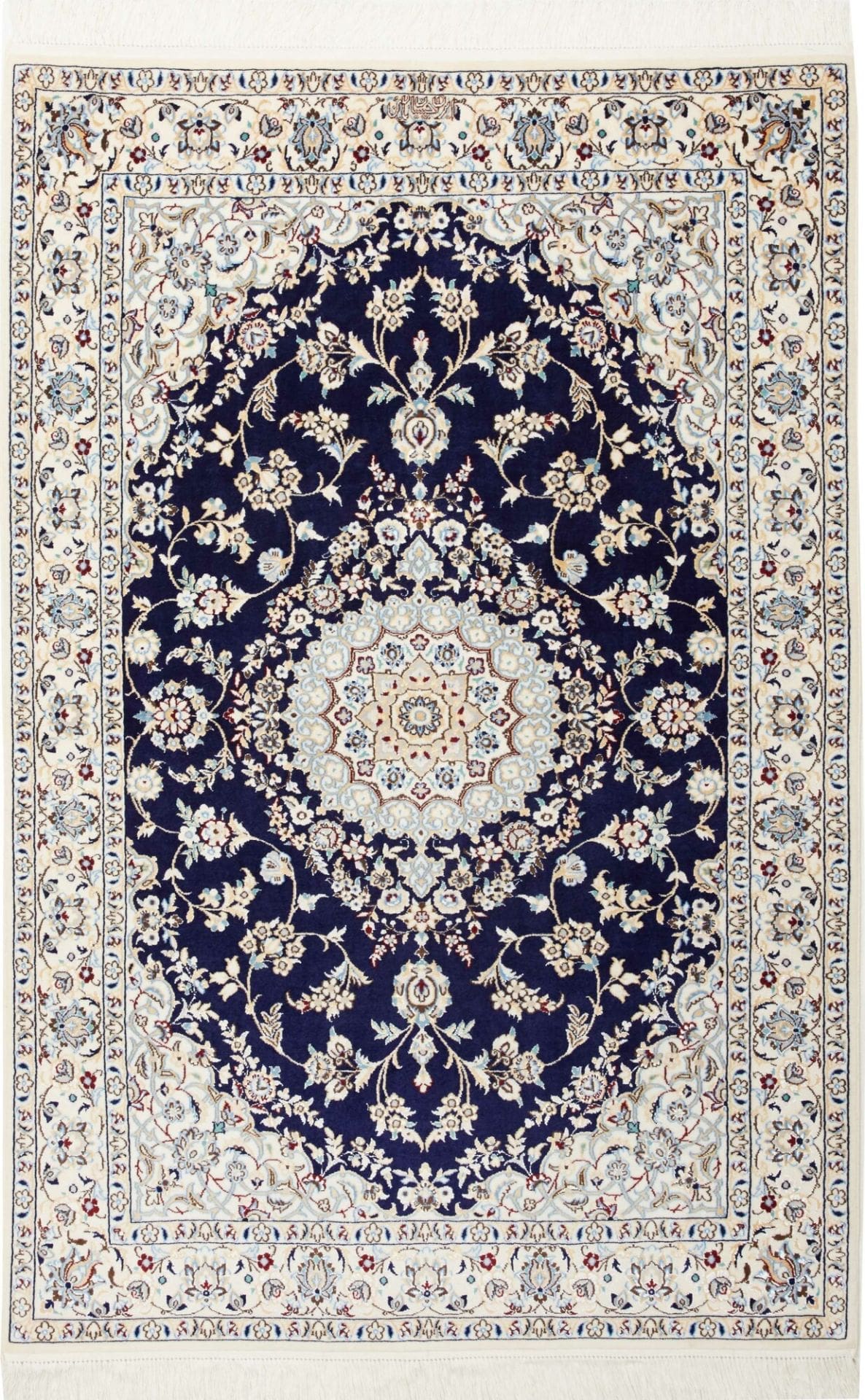 Nain Teppich 102 x 156 cm, florale Muster, Schurwolle, handgeknüpft
