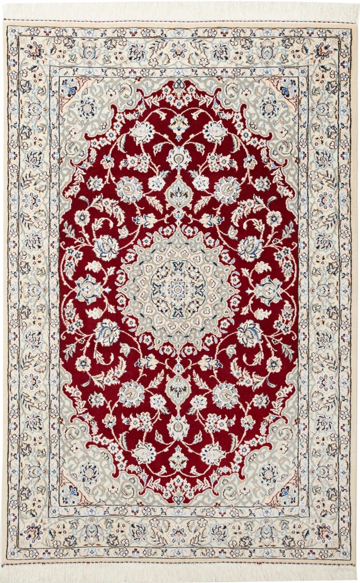 Nain Teppich 103 x 152cm, florales Muster, handgeknüpft, Perserteppich