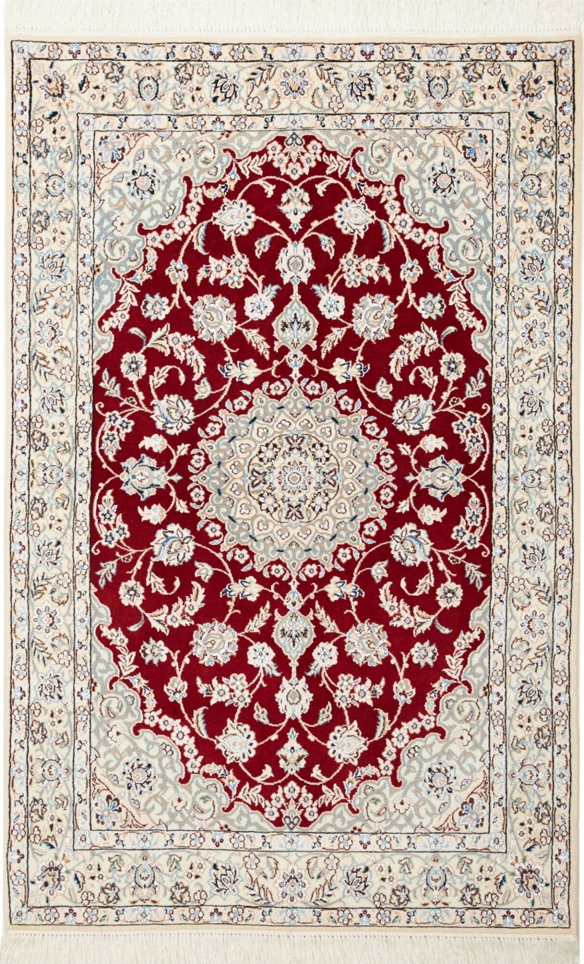Nain Teppich 103 x 158 cm, florale Muster, handgeknüpft, Perserteppich