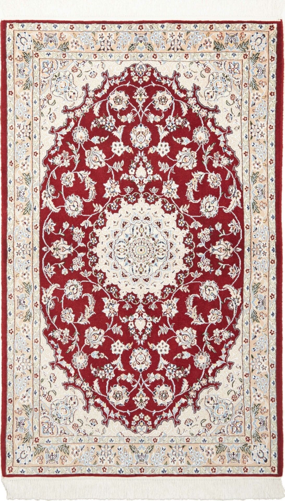 Nain Teppich 103 x 160cm, florale Muster, handgeknüpft, Perserteppich