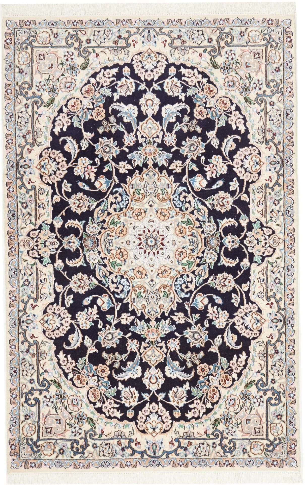 Nain Teppich 104 x 157cm, florales Muster, handgeknüpft, Perserteppich