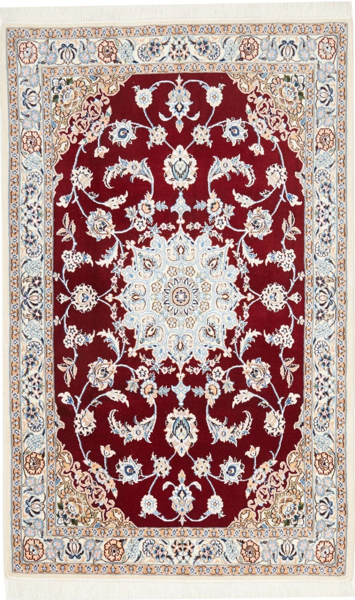 Nain Teppich 104 x 162cm, florale Muster, handgeknüpft, Perserteppich