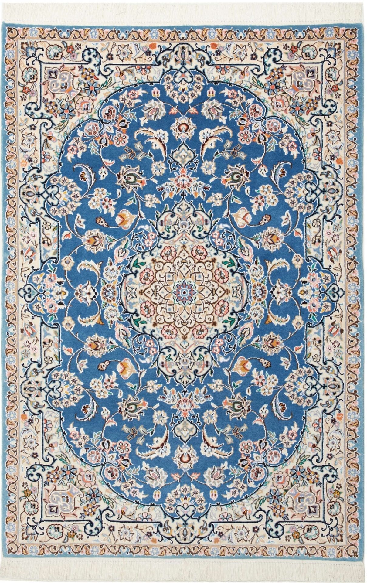 Nain Teppich 107 x 156 cm, florales Muster, handgeknüpft