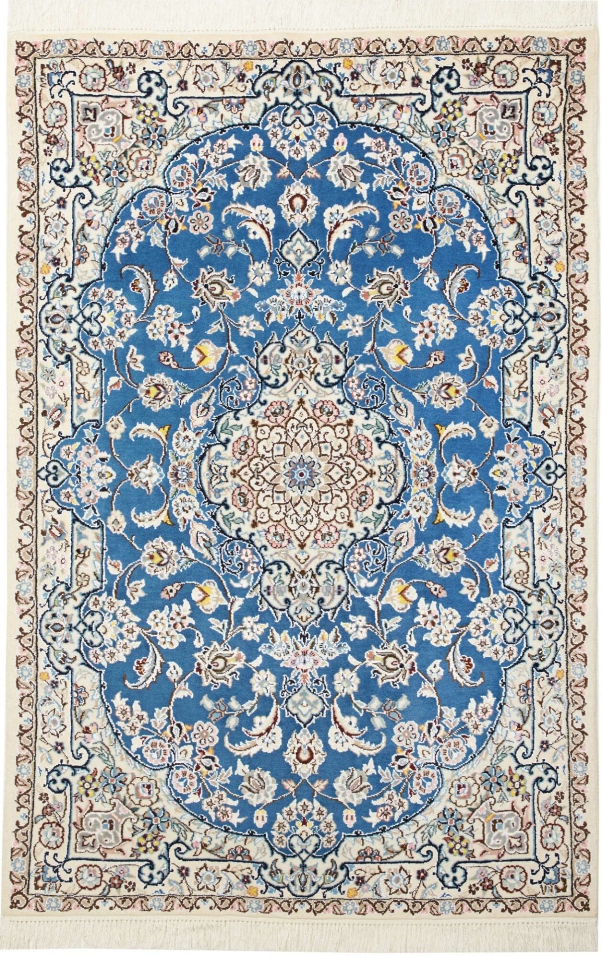Nain Teppich 107 x 157cm, florale Muster, handgeknüpft, Perserteppich
