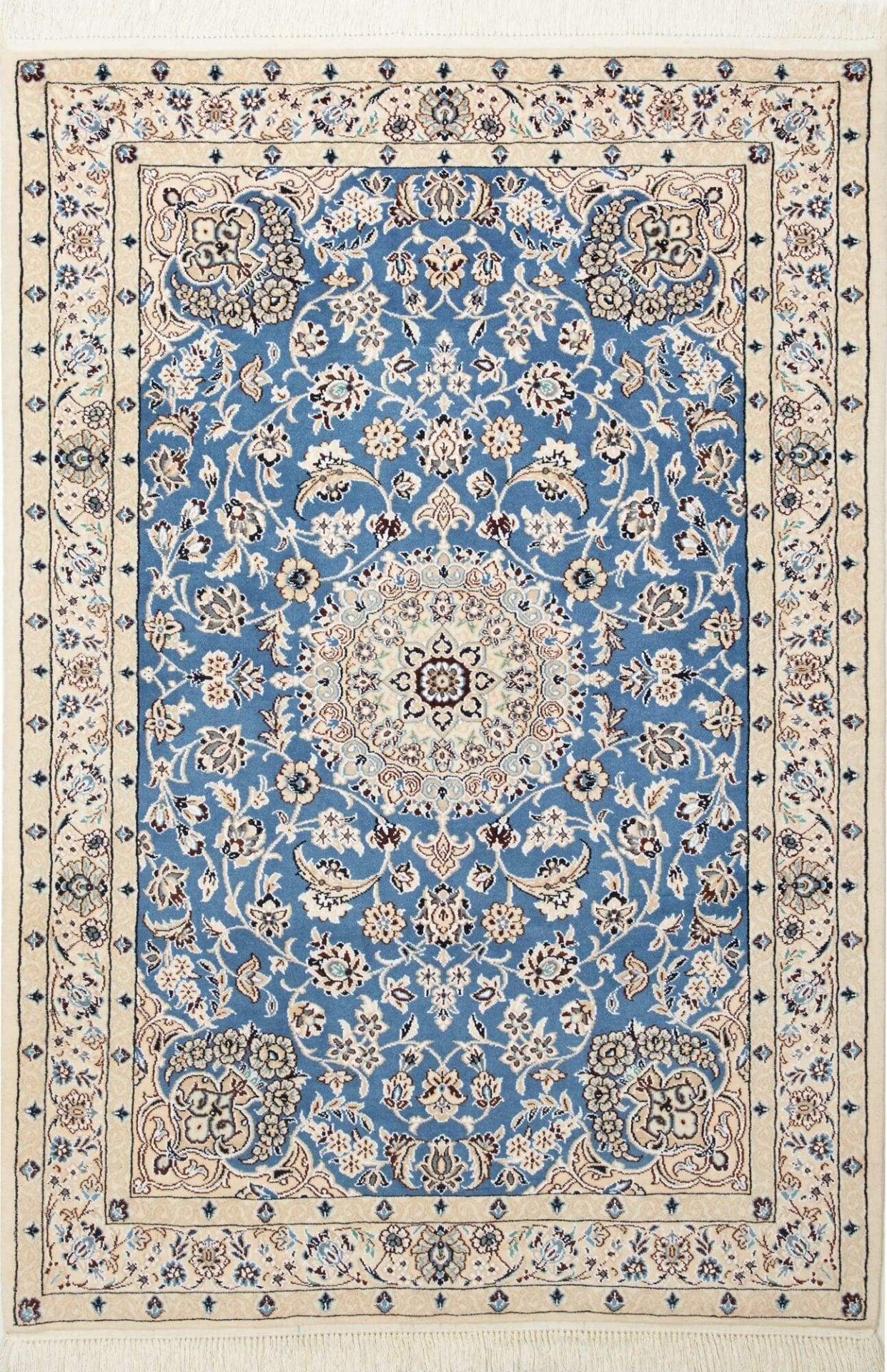 Nain Teppich 109 x 153 cm, florales Muster, handgeknüpft