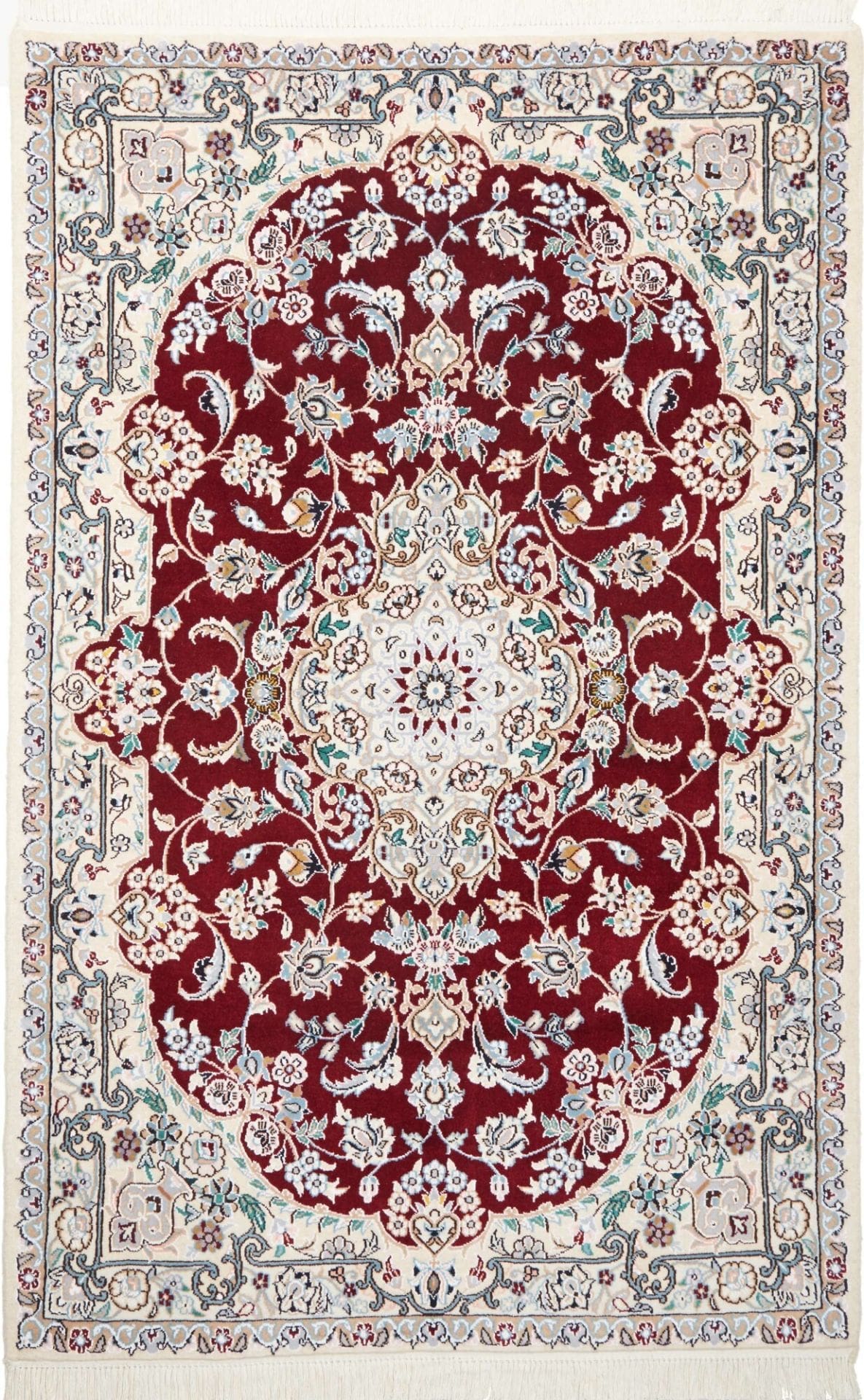 Nain Teppich 109 x 164 cm, florales Muster, handgeknüpft, Perserteppich