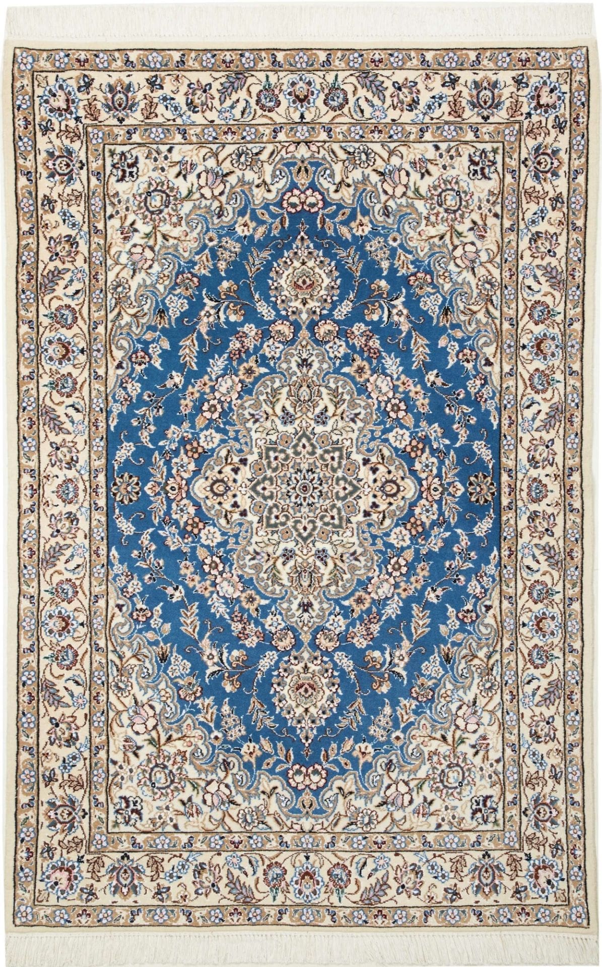 Nain Teppich 111 x 166cm, florale Muster, Schurwolle, handgeknüpft