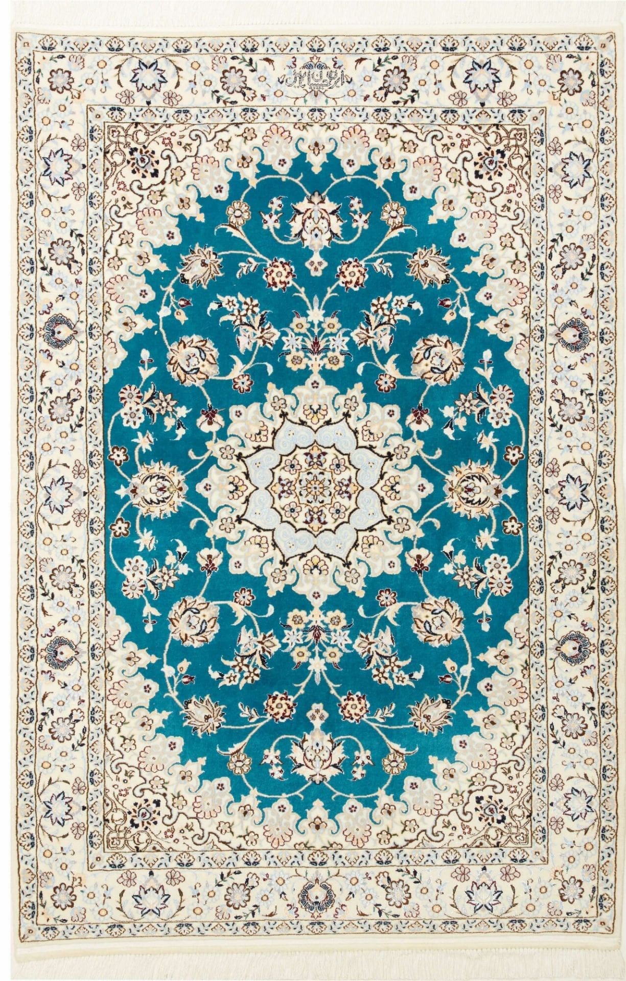 Nain Teppich 113 x 164 cm, florales Muster, handgeknüpft