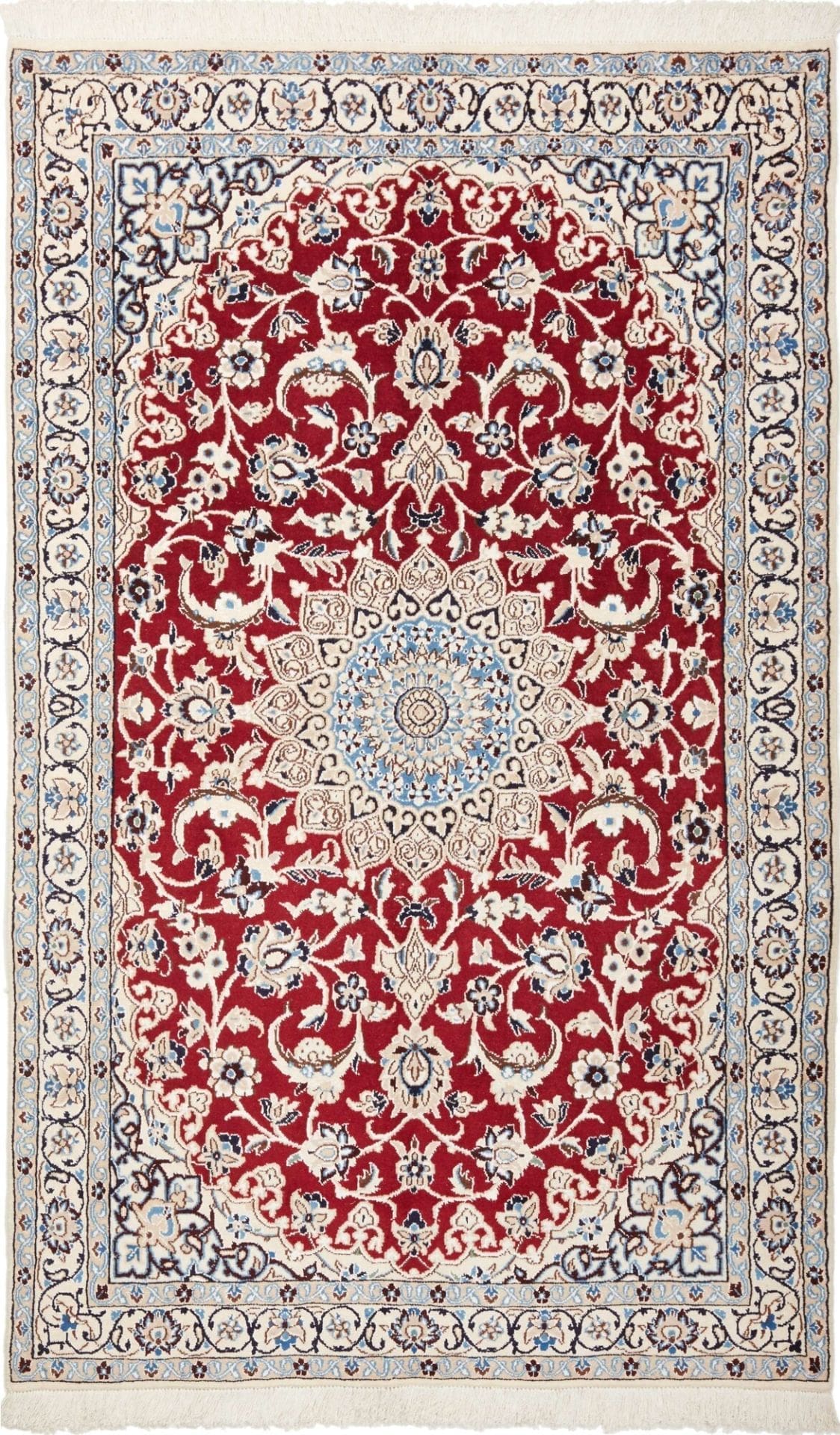 Nain Teppich 113 x 183cm, florales Muster, handgeknüpft, Perserteppich