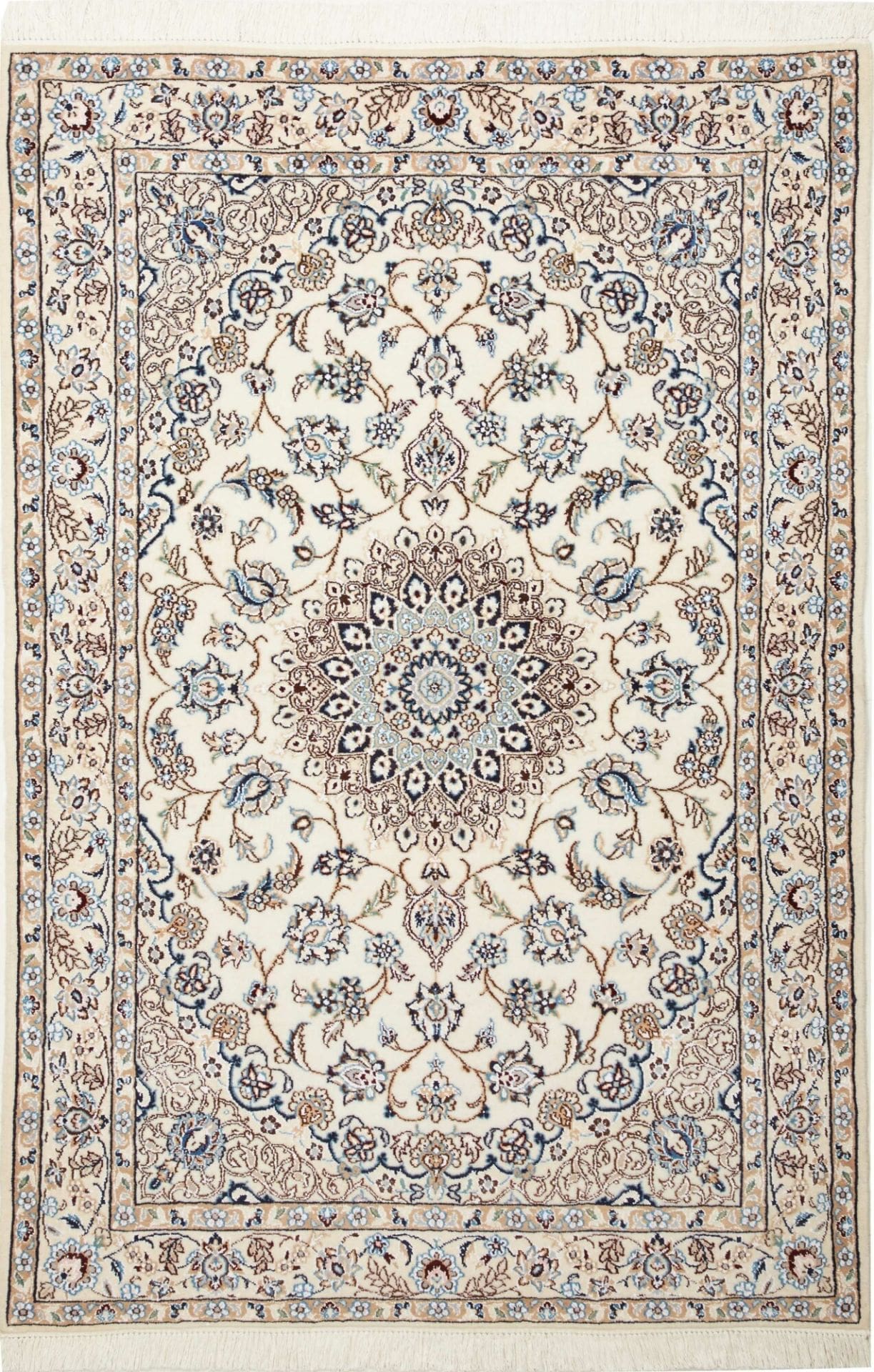 Nain Teppich 115 x 171cm, florale Muster, handgeknüpft, Perserteppich