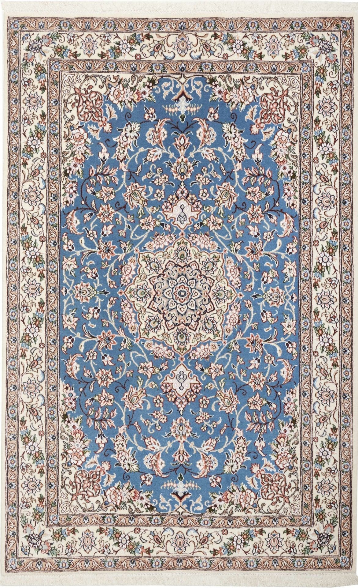 Nain Teppich 127 x 197cm, florale Muster, Schurwolle, handgeknüpft