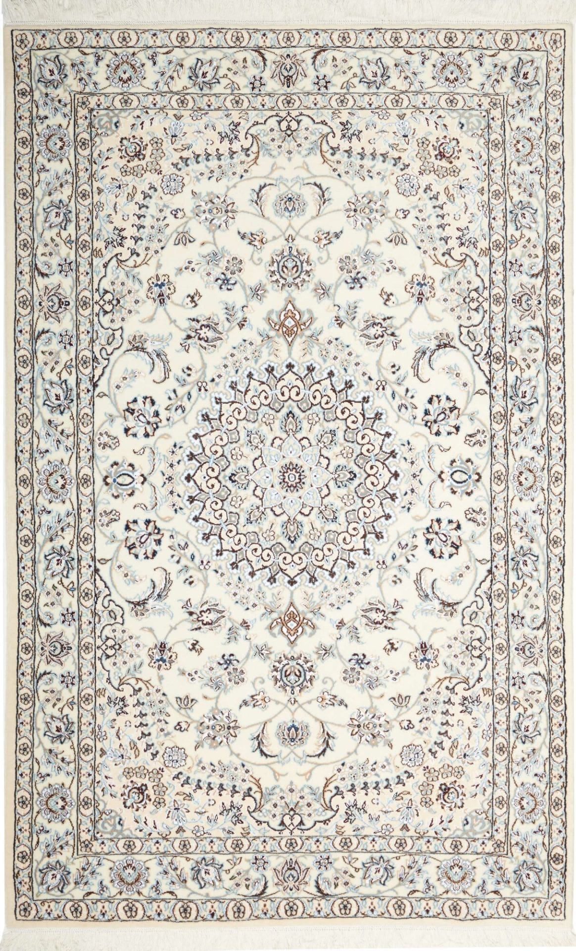 Nain Teppich 129 x 200cm, florale Muster, Schurwolle, handgeknüpft