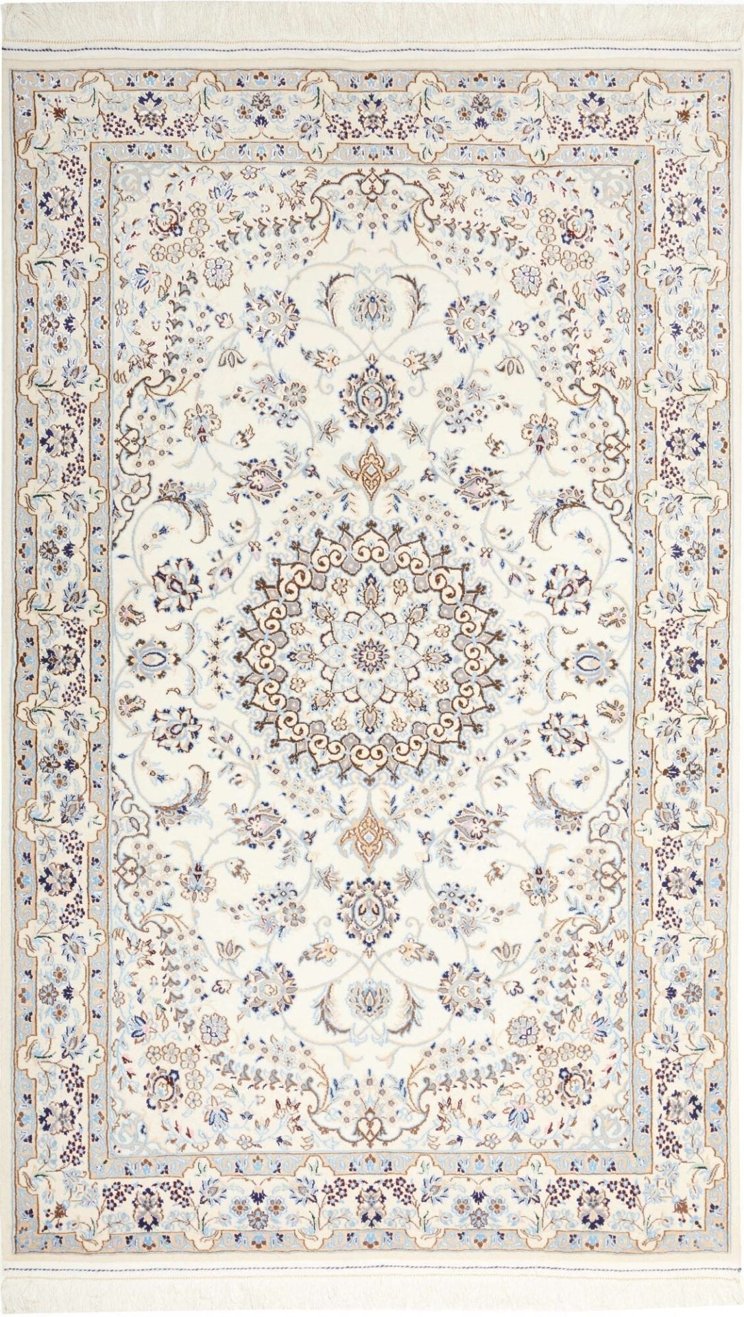 Nain Teppich 129 x 210 cm, handgeknüpft, florale Muster, Schurwolle