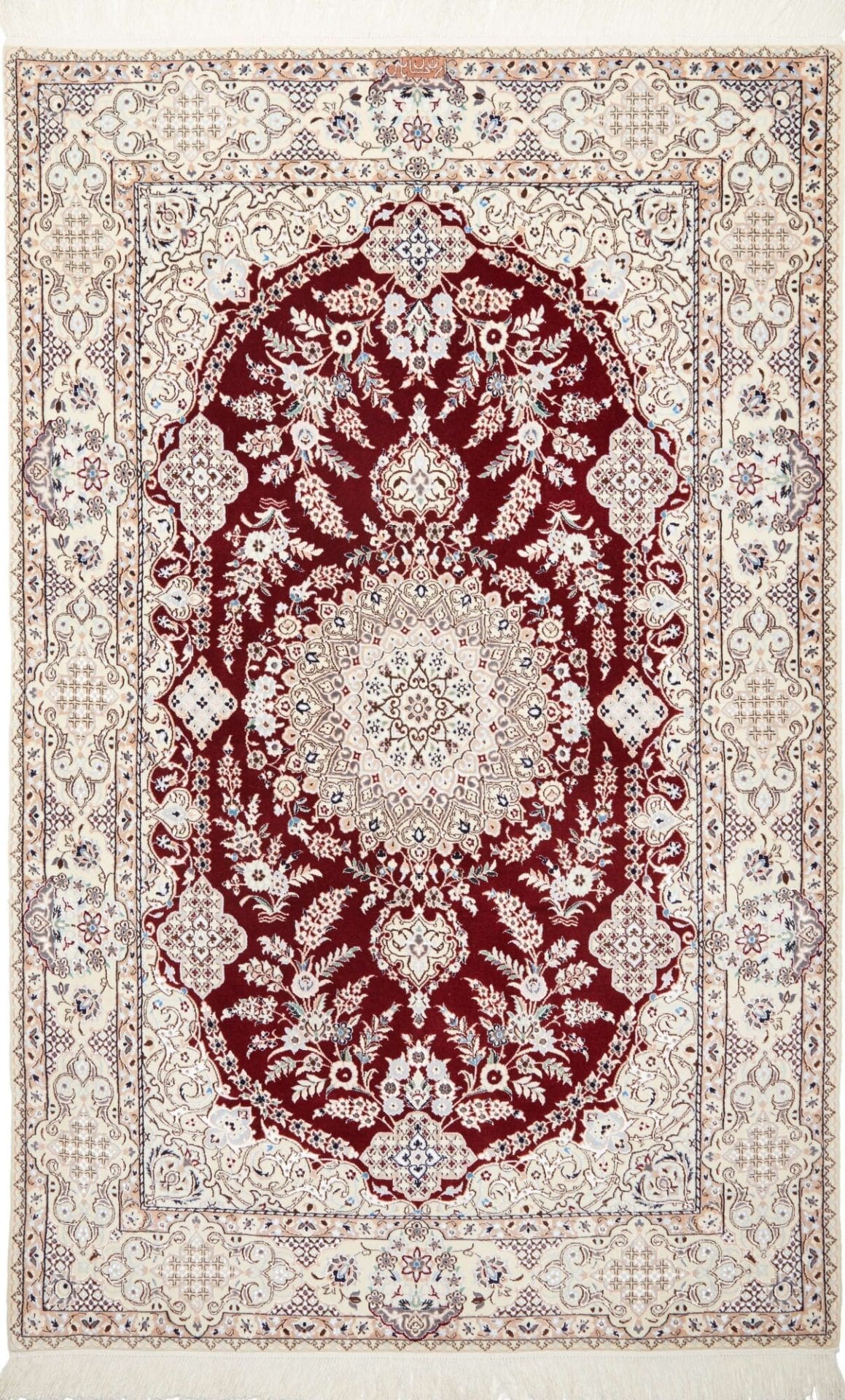 Nain Teppich 129x201cm, florales Muster, handgeknüpft, Perserteppich