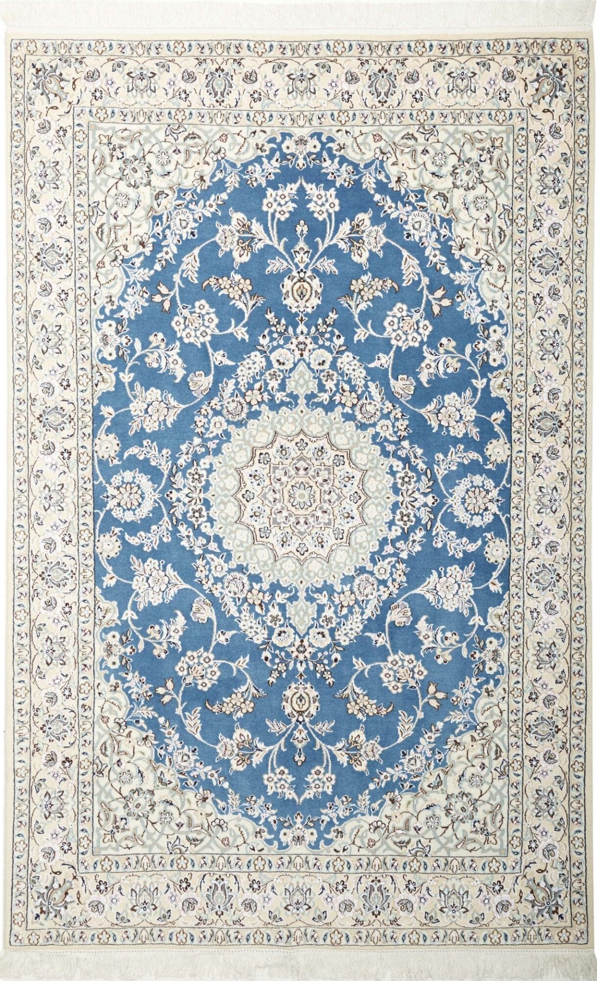 Nain Teppich 131 x 200cm, florales Design, handgeknüpft, Perserteppich