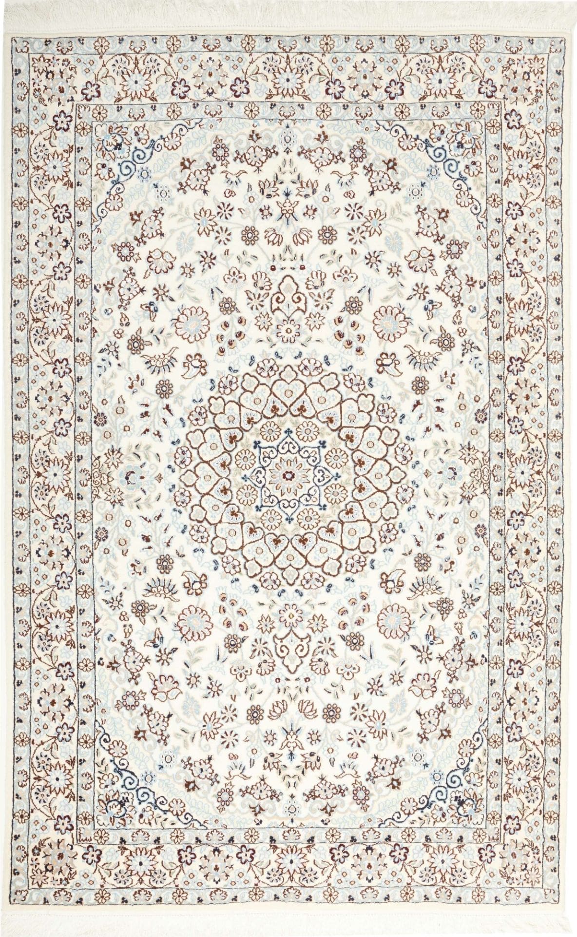 Nain Teppich 133 x 205cm, florales Muster, handgeknüpft, Perserteppich
