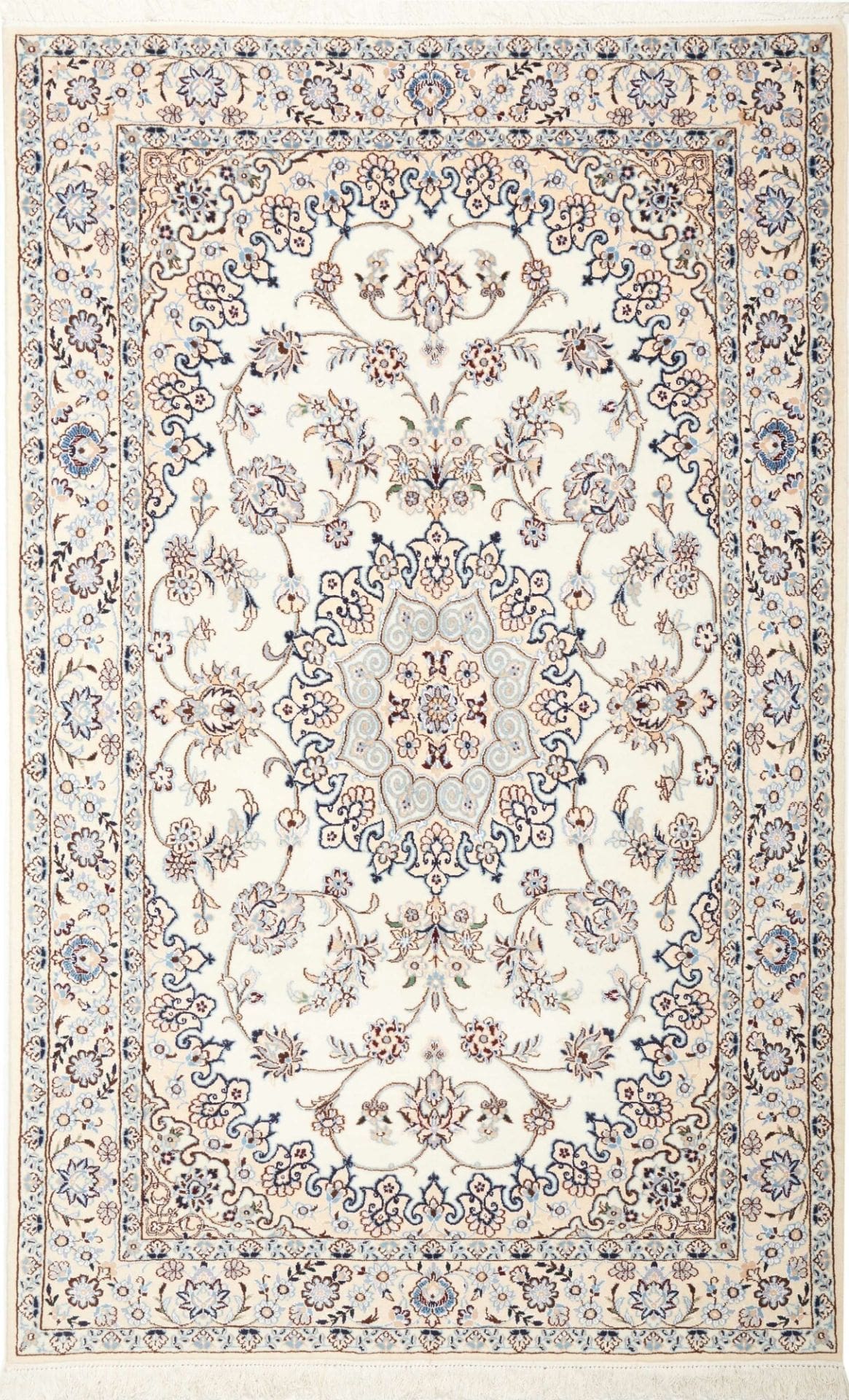 Nain Teppich 133 x 206 cm, florale Muster, handgeknüpft, Perserteppich