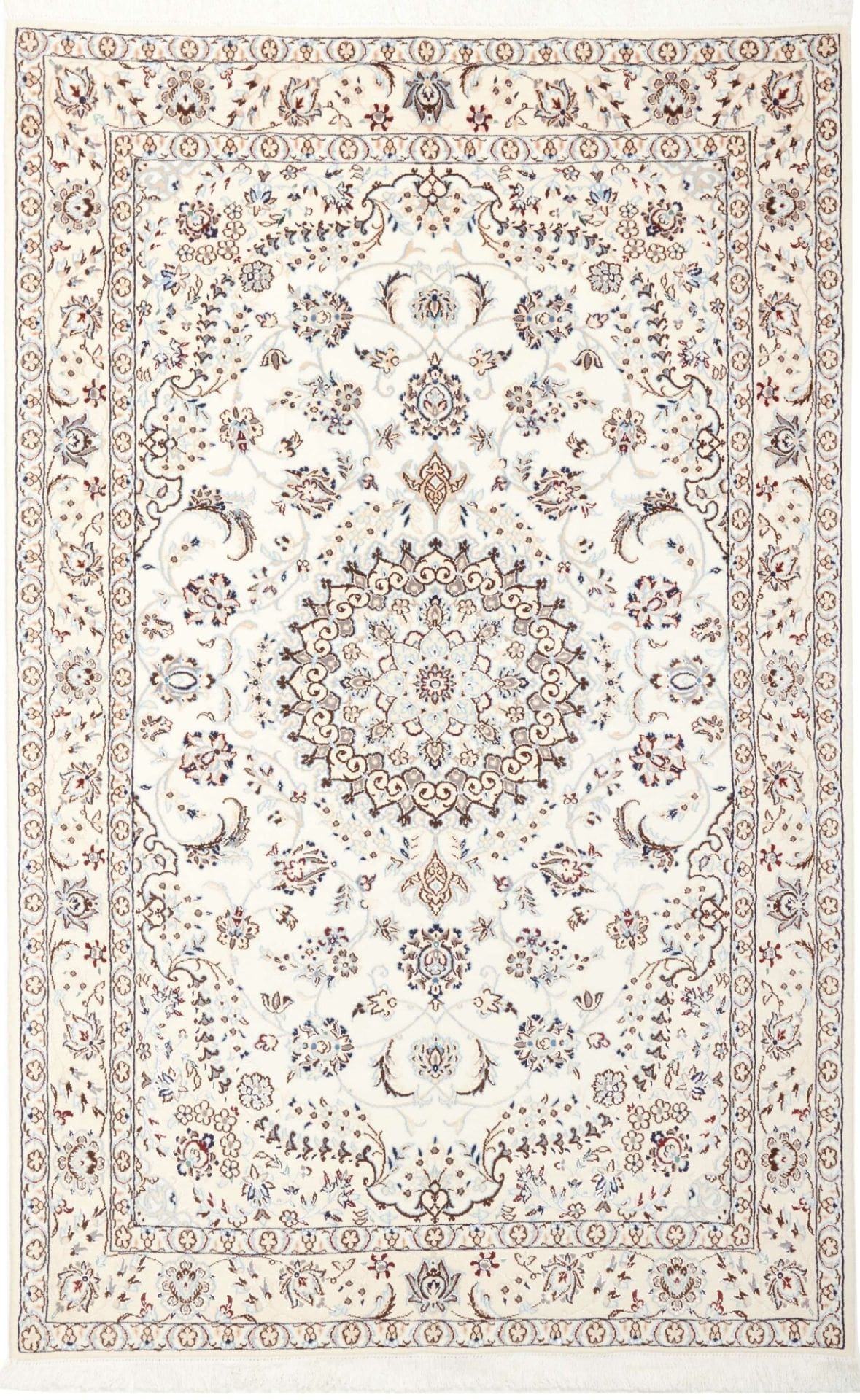 Nain Teppich 133 x 206 cm, florales Muster, handgeknüpft, Perserteppich