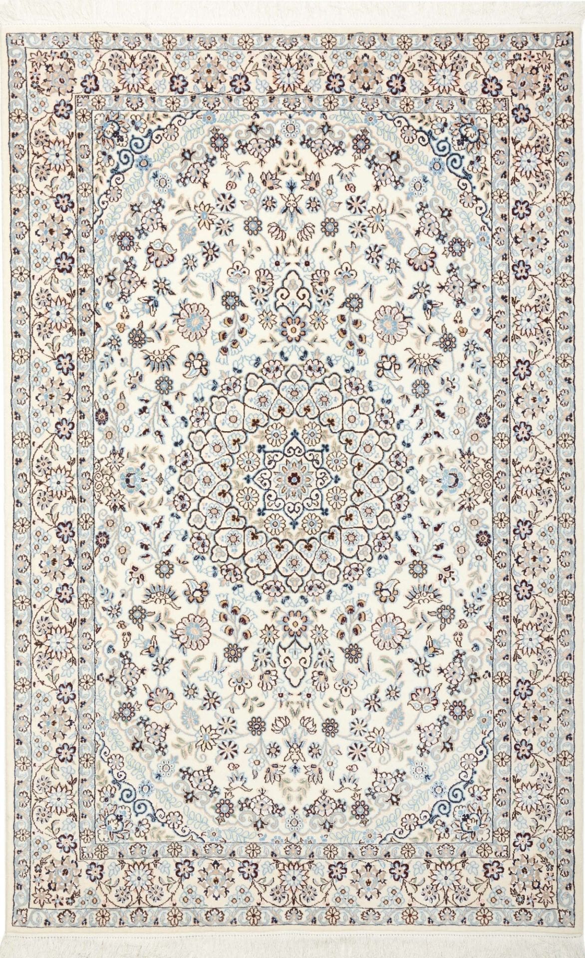 Nain Teppich 133 x 207cm, florale Muster, Schurwolle, handgeknüpft