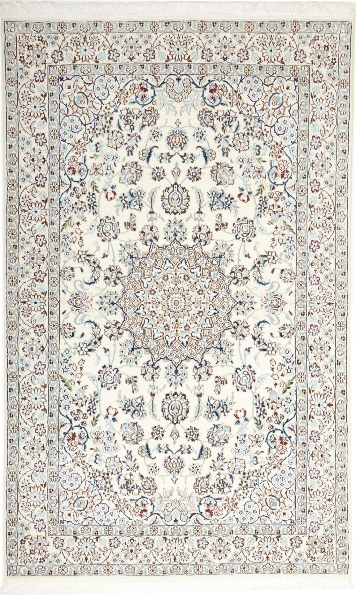 Nain Teppich 133 x 208 cm, florale Muster, handgeknüpft