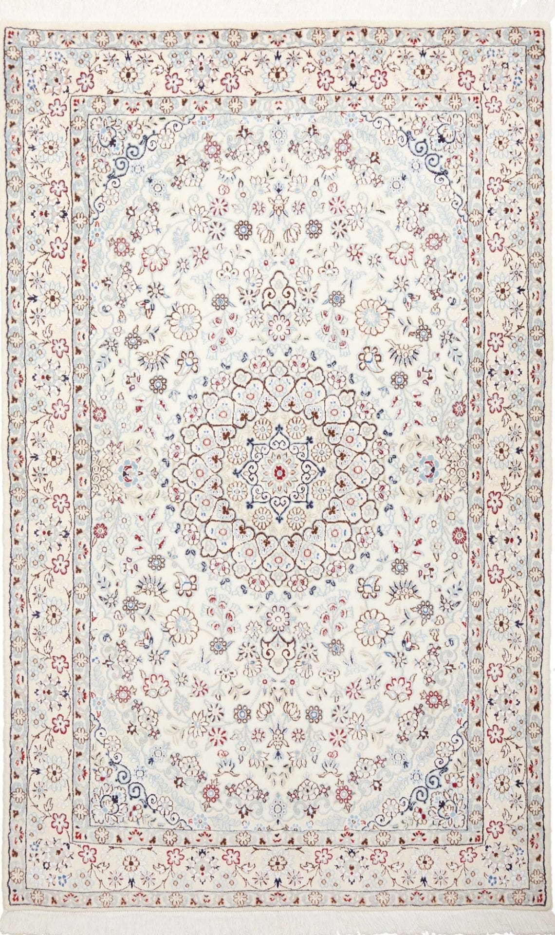 Nain Teppich 133 x 210 cm, handgeknüpft, florale Muster, Perserteppich