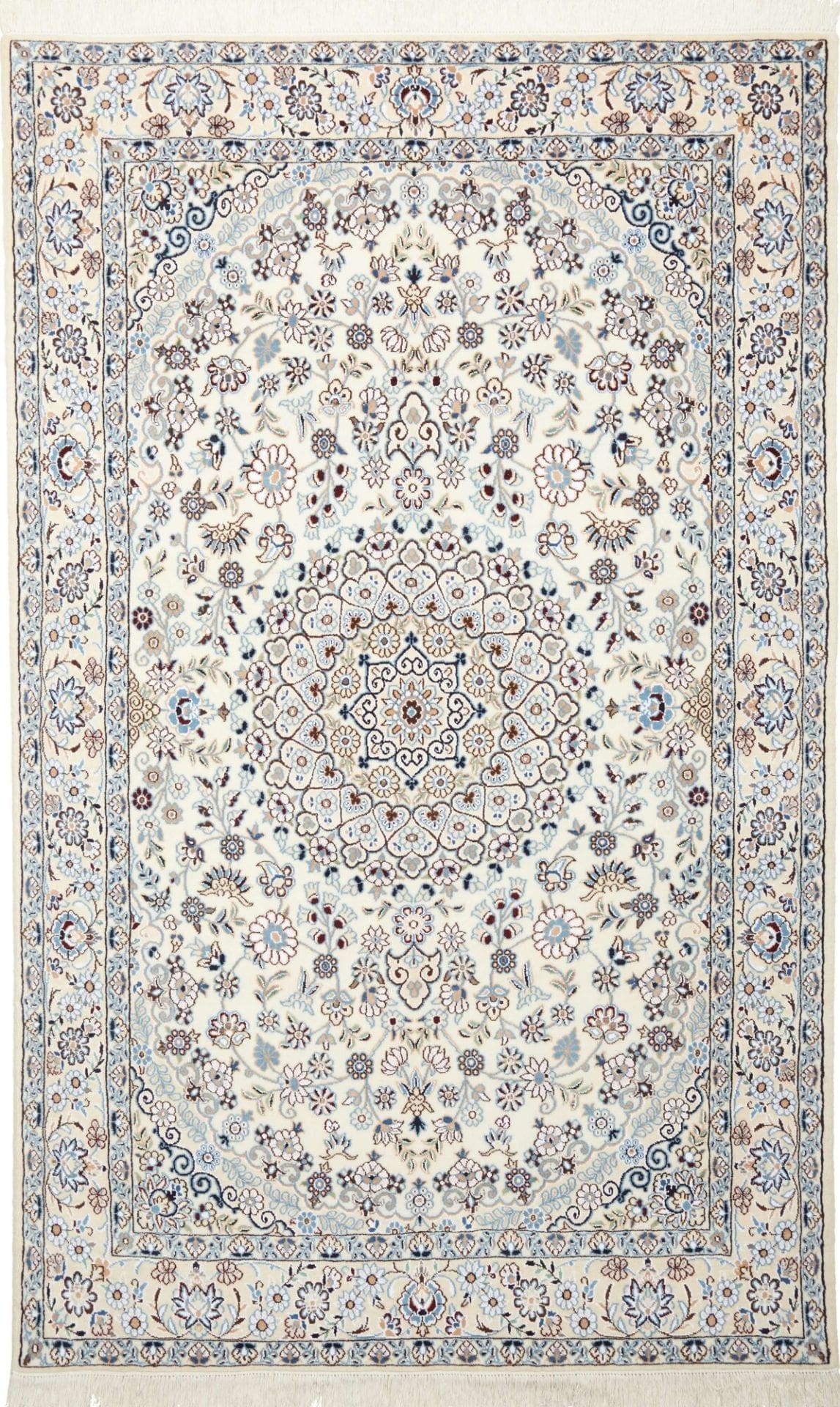 Nain Teppich 133 x 212cm, florale Muster, handgeknüpft, Perserteppich