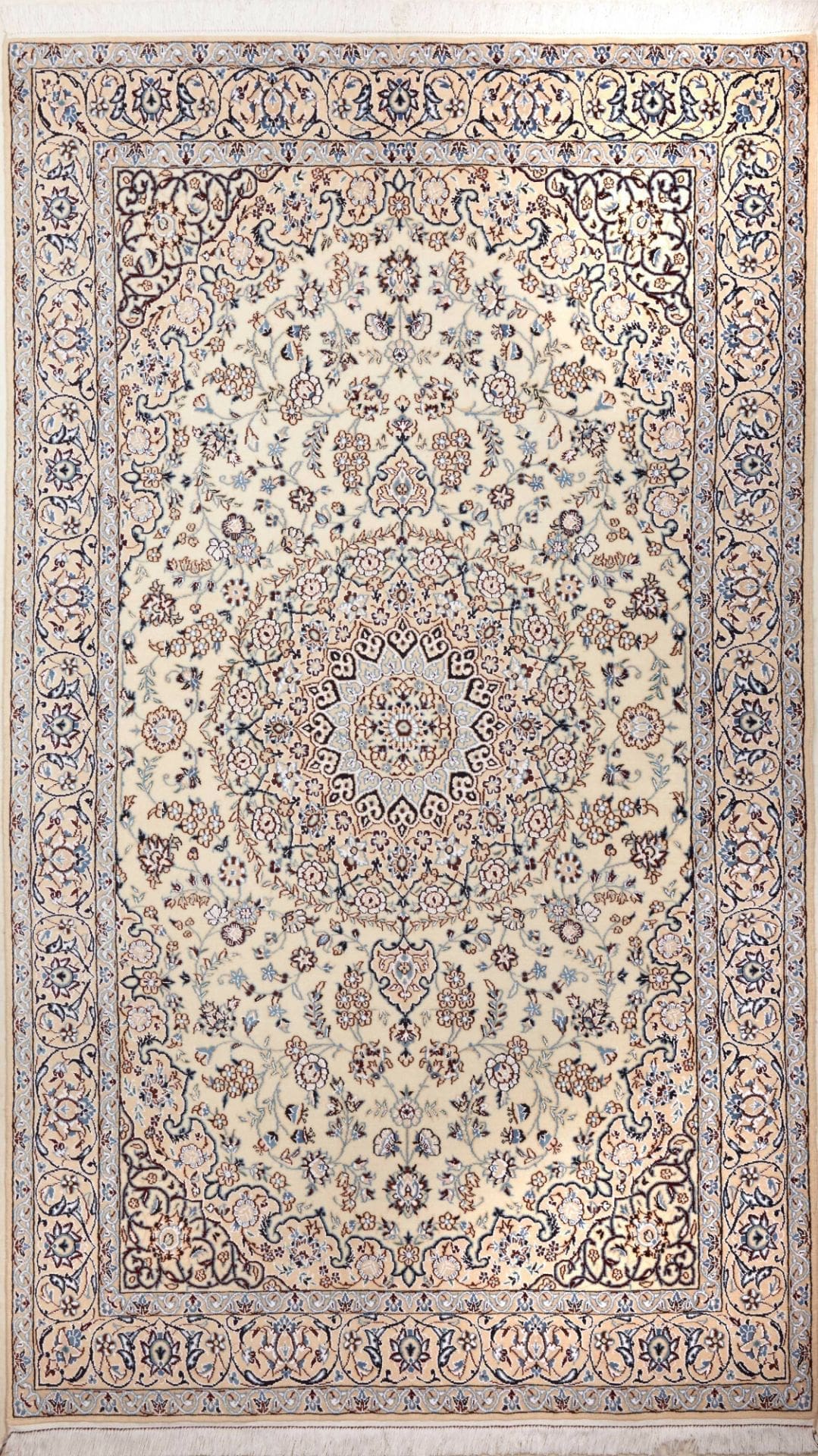 Nain Teppich 133 x 218cm, florale Muster, handgeknüpft, Perserteppich