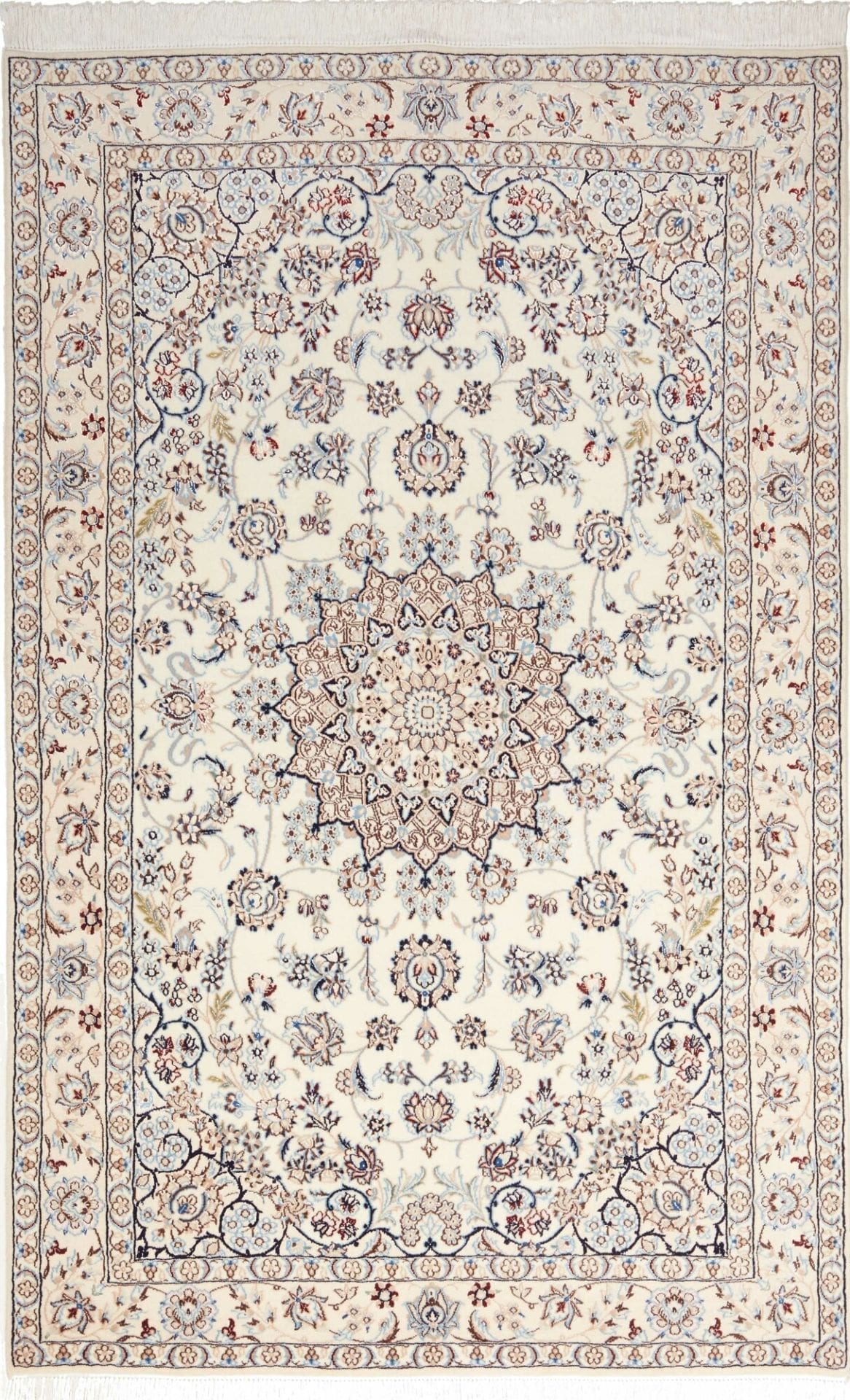 (Verkauft) Nain Teppich 135 x 210cm, florales Muster, handgeknüpft, Perserteppich