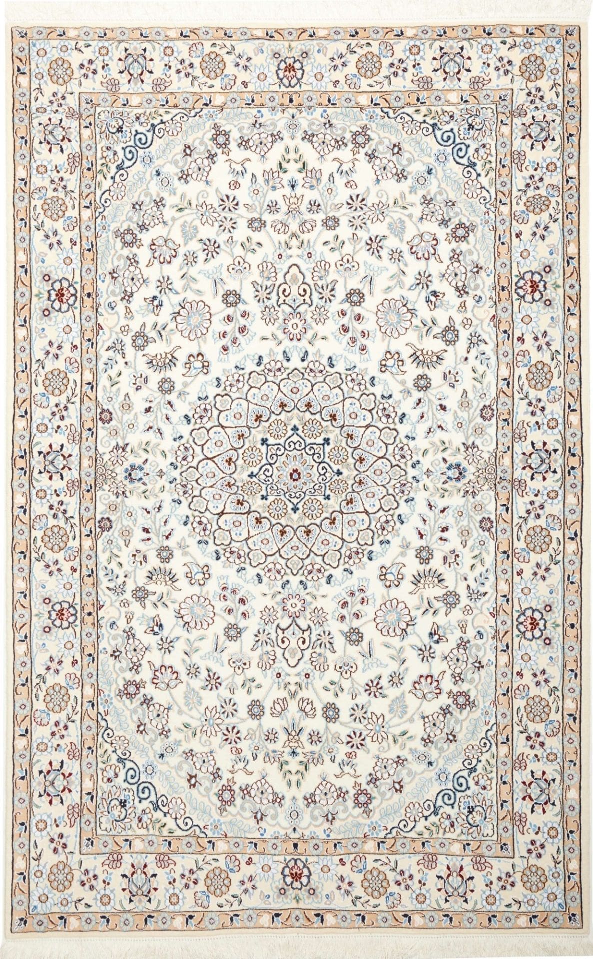 Nain Teppich 137 x 210cm, florales Muster, handgeknüpft, Perserteppich