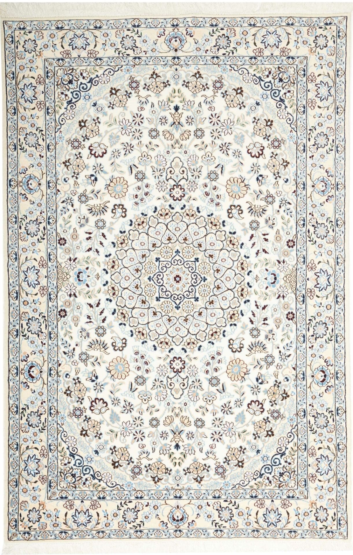 Nain Teppich 138 x 203cm, florales Muster, Schurwolle, handgeknüpft