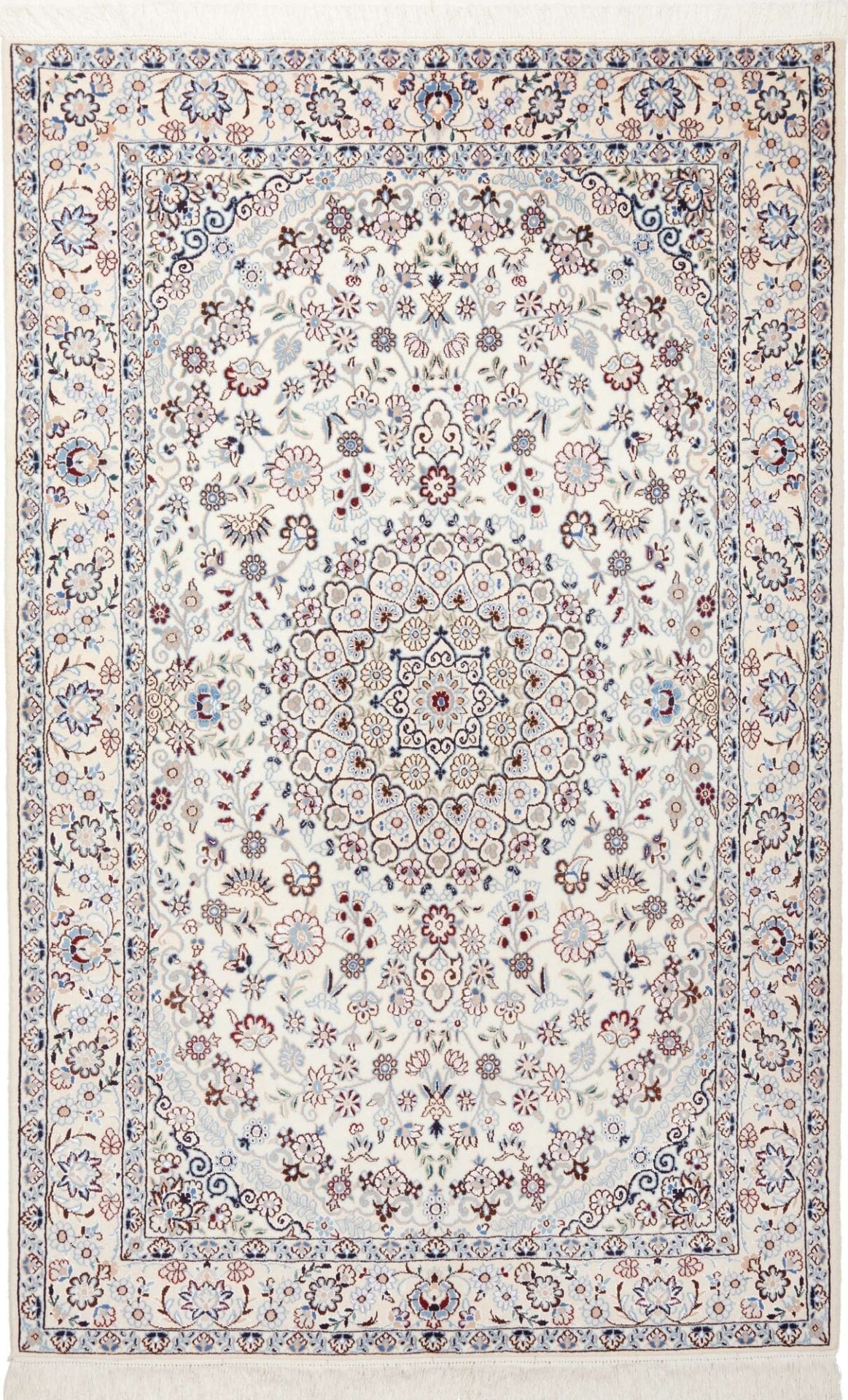Nain Teppich 138 x 210 cm, florale Muster, handgeknüpft, Perserteppich