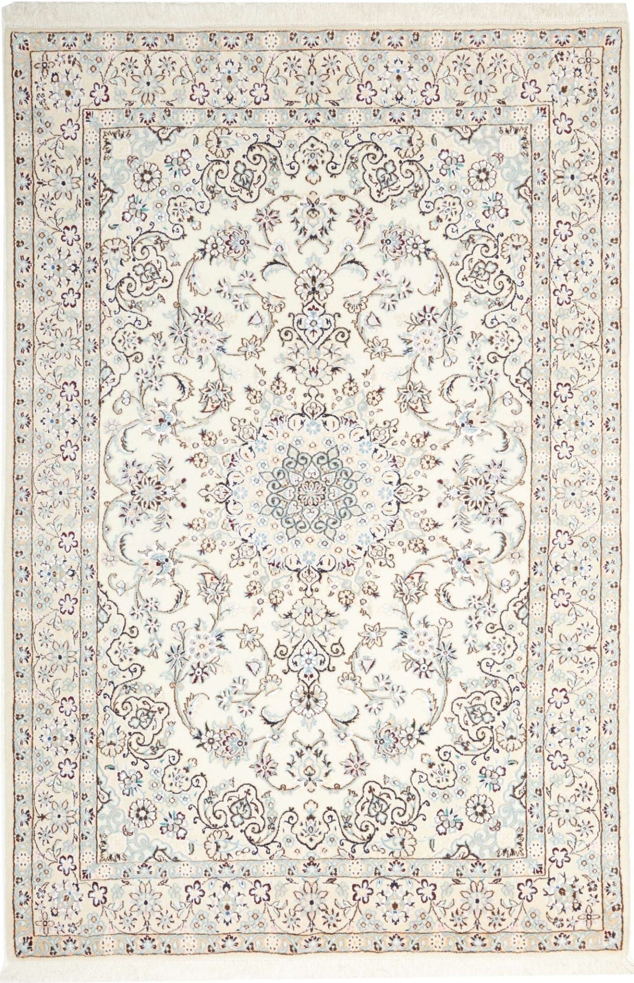 Nain Teppich 141 x 206cm, florale Muster, handgeknüpft, Perserteppich