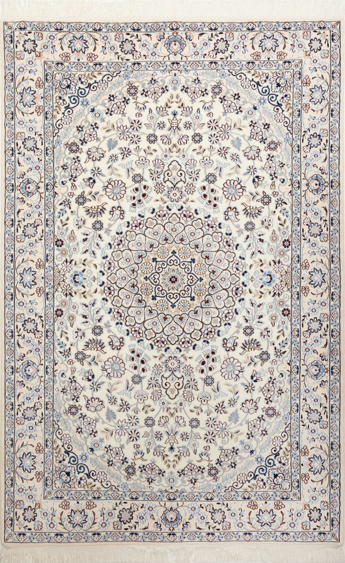 Nain Teppich 141 x 208cm, florale Muster, handgeknüpft, Perserteppich