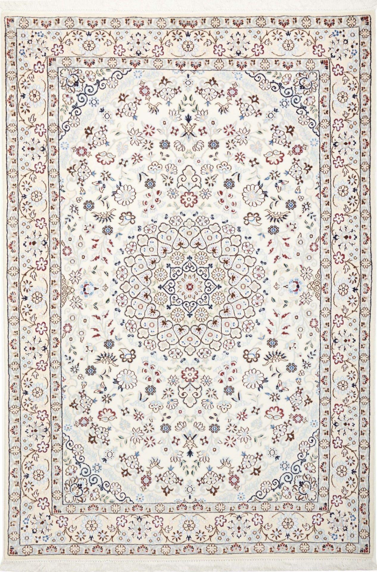 Nain Teppich 143 x 207cm, florale Muster, handgeknüpft, Perserteppich