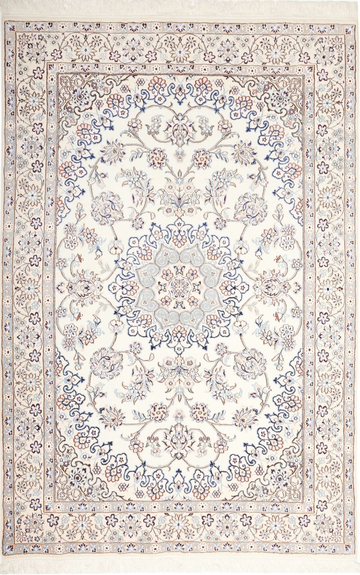 Nain Teppich 143 x 214cm, florales Muster, handgeknüpft, Perserteppich