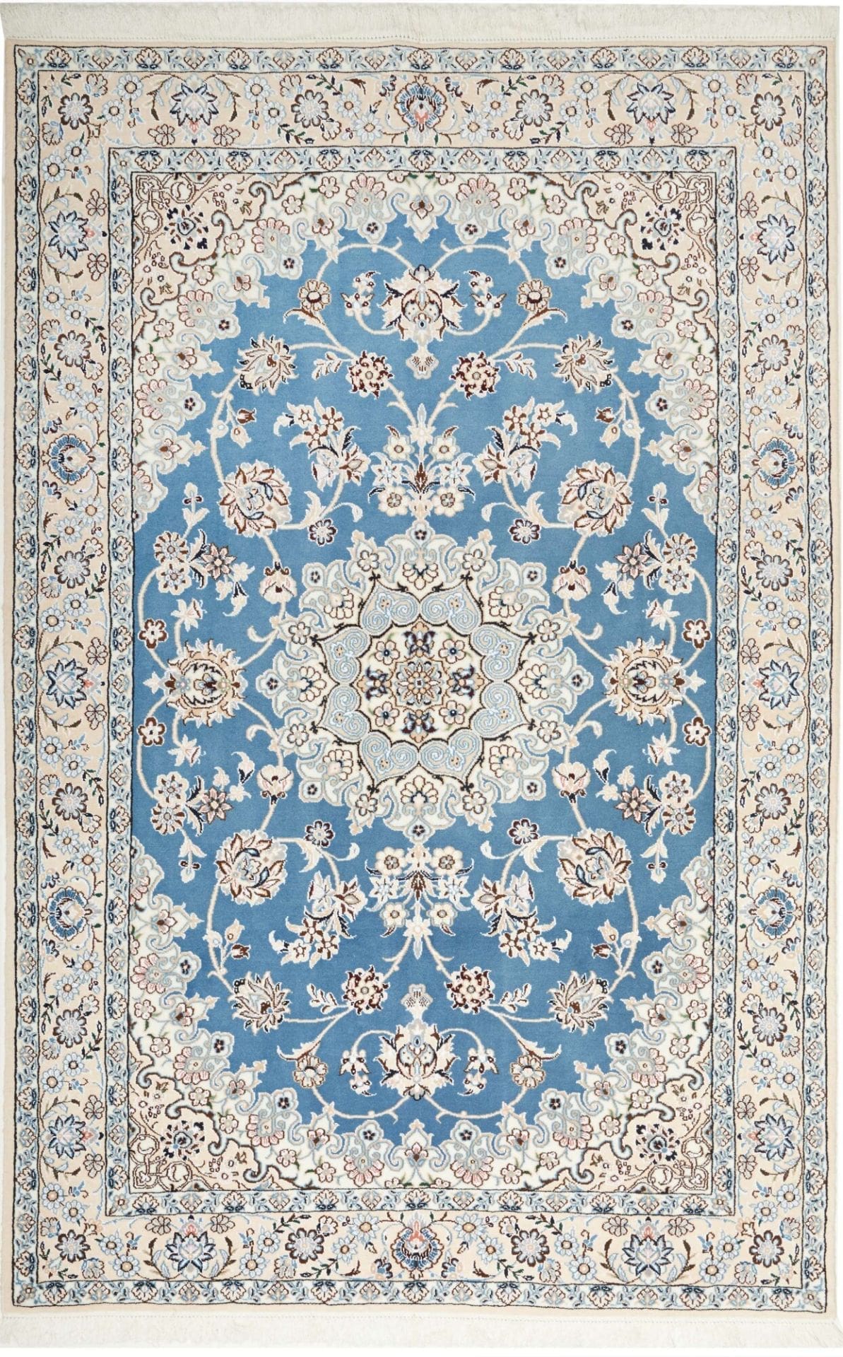 Nain Teppich 143 x 215cm, florales Muster, handgeknüpft