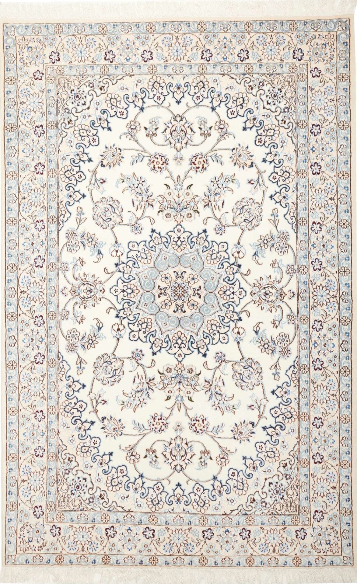 Nain Teppich 143 x 217cm - florales Muster aus Schurwolle, handgeknüpft