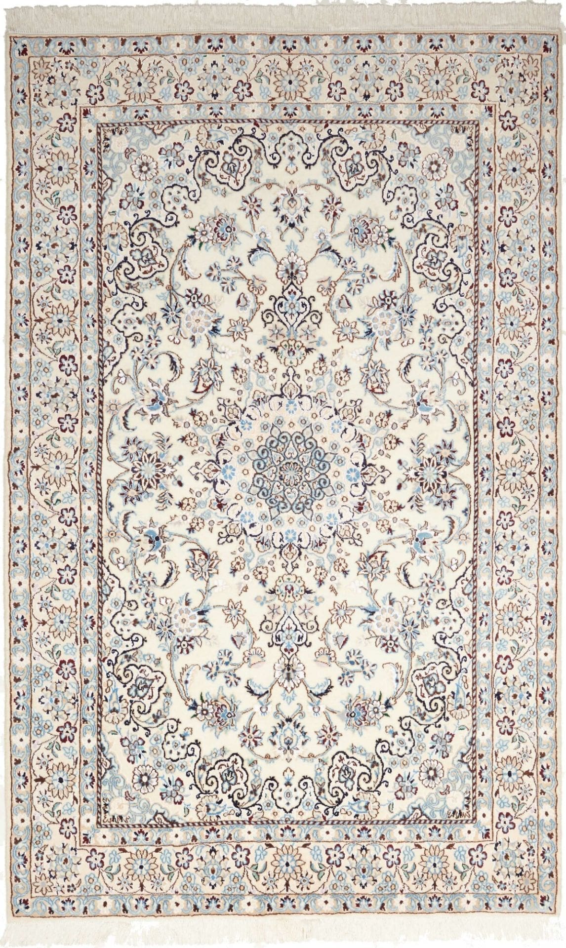 Nain Teppich 143 x 225cm, florales Muster, handgeknüpft, Perserteppich